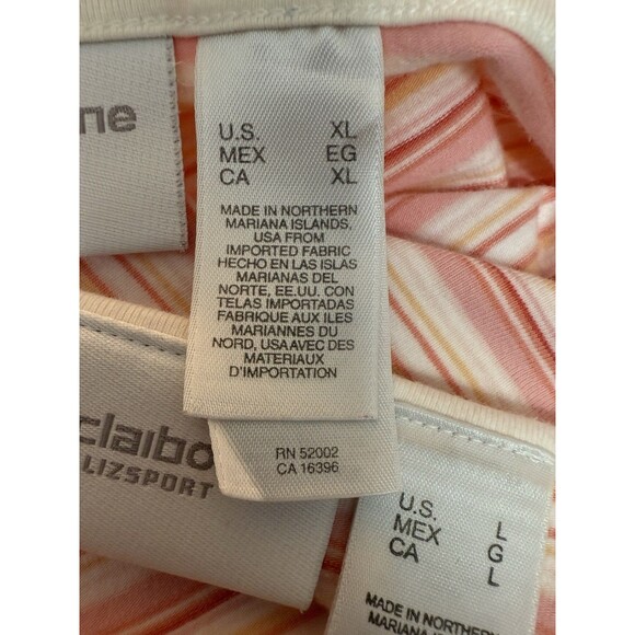 Liz Claiborne Women's Pink White Striped Cardigan Tank Sweater 2 Piece Set L XL - Picture 8 of 10